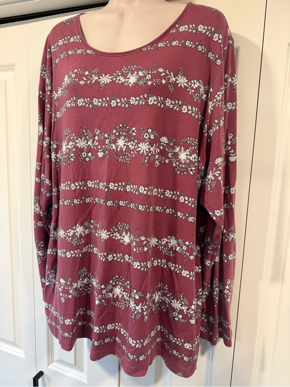 Croft & Barrow purple floral print long sleeve top tee 2X